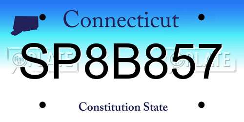 SP8B857 Connecticut License Plate