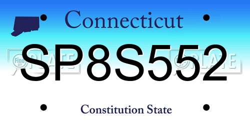 SP8S552 Connecticut License Plate