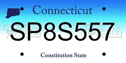 SP8S557 Connecticut License Plate