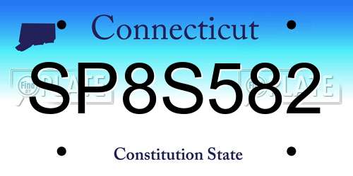 SP8S582 Connecticut License Plate