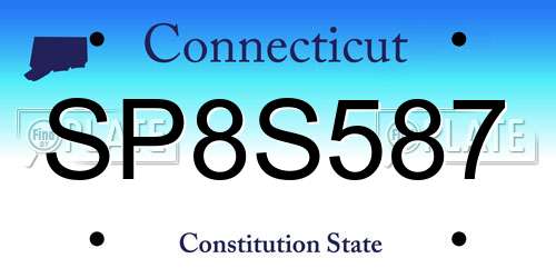 SP8S587 Connecticut License Plate