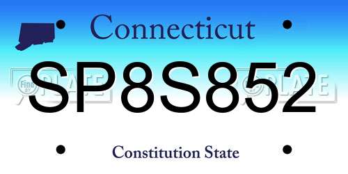 SP8S852 Connecticut License Plate