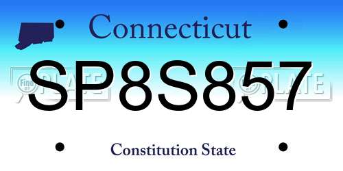 SP8S857 Connecticut License Plate