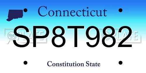 SP8T982 Connecticut License Plate