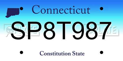 SP8T987 Connecticut License Plate