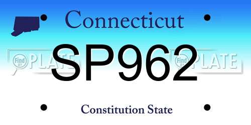 SP962 Connecticut License Plate