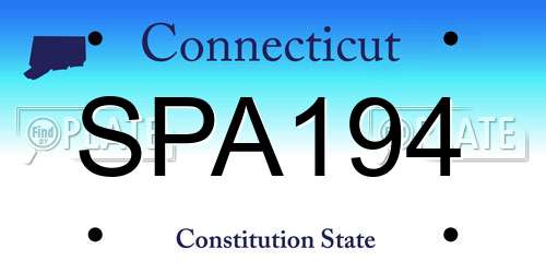 SPA194 Connecticut License Plate