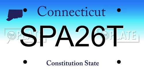 SPA26T Connecticut License Plate