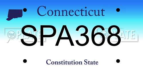 SPA368 Connecticut License Plate