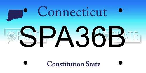 SPA36B Connecticut License Plate