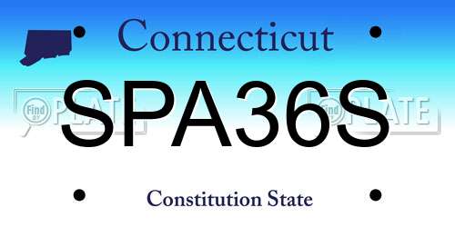 SPA36S Connecticut License Plate