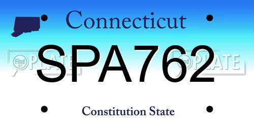 SPA762 Connecticut License Plate