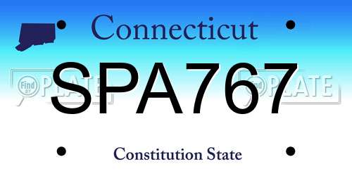 SPA767 Connecticut License Plate