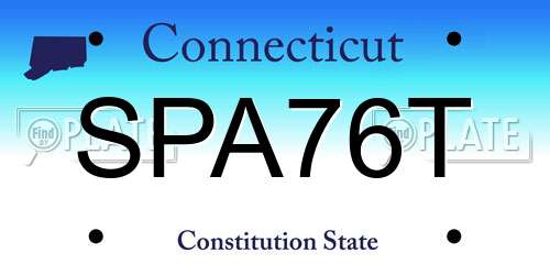 SPA76T Connecticut License Plate