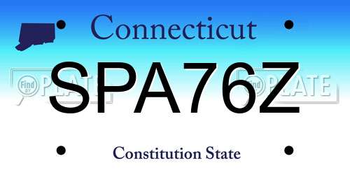 SPA76Z Connecticut License Plate