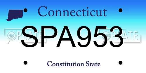 SPA953 Connecticut License Plate