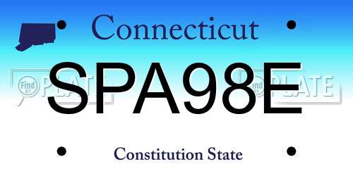 SPA98E Connecticut License Plate