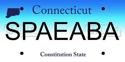 SPAEABA Connecticut License Plate