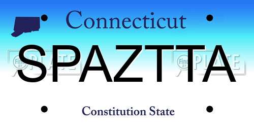 SPAZTTA Connecticut License Plate