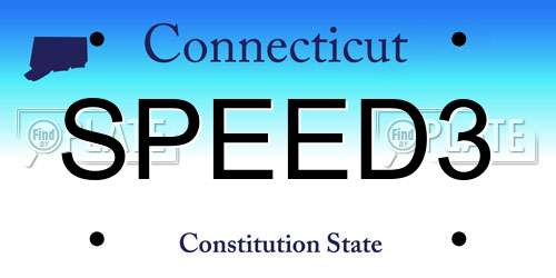 SPEED3 Connecticut License Plate