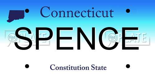 SPENCE Connecticut License Plate