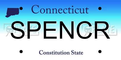 SPENCR Connecticut License Plate