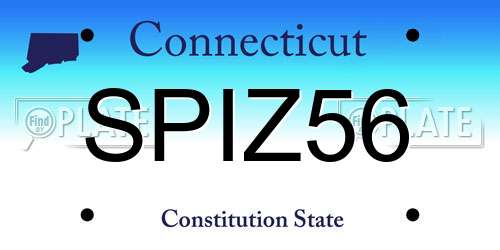 SPIZ56 Connecticut License Plate