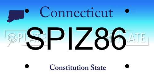 SPIZ86 Connecticut License Plate