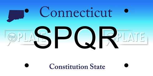 SPQR Connecticut License Plate