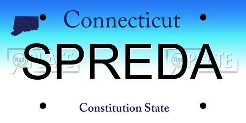 SPREDA Connecticut License Plate