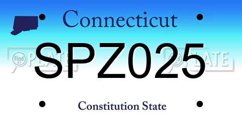 SPZ025 Connecticut License Plate