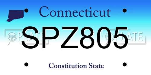 SPZ805 Connecticut License Plate