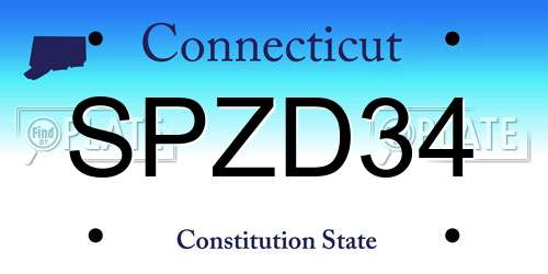 SPZD34 Connecticut License Plate