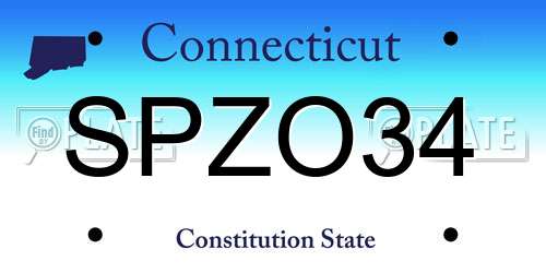 SPZO34 Connecticut License Plate