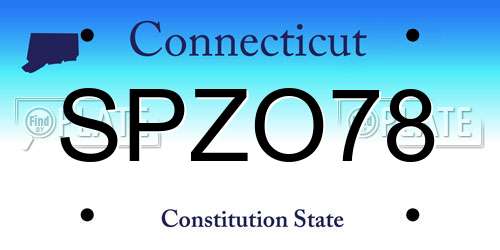 SPZO78 Connecticut License Plate