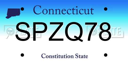 SPZQ78 Connecticut License Plate