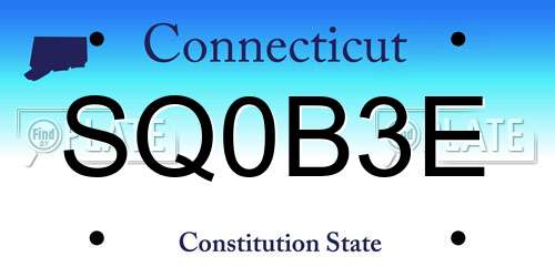 SQ0B3E Connecticut License Plate