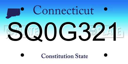 SQ0G321 Connecticut License Plate