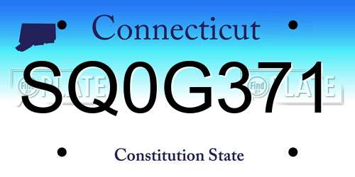 SQ0G371 Connecticut License Plate