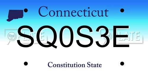 SQ0S3E Connecticut License Plate