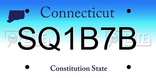 SQ1B7B Connecticut License Plate