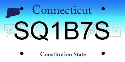 SQ1B7S Connecticut License Plate