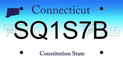 SQ1S7B Connecticut License Plate