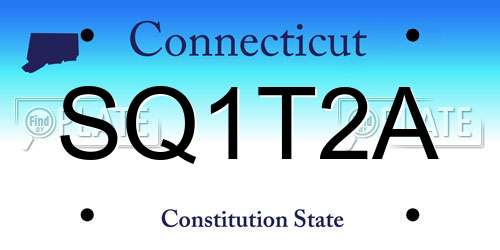 SQ1T2A Connecticut License Plate