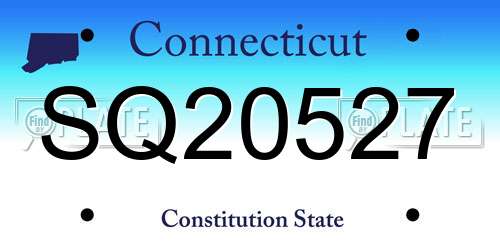 SQ20527 Connecticut License Plate