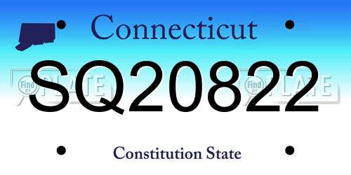 SQ20822 Connecticut License Plate