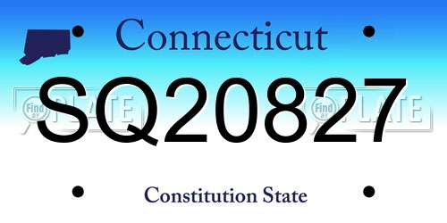 SQ20827 Connecticut License Plate
