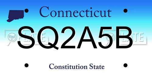 SQ2A5B Connecticut License Plate