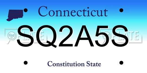SQ2A5S Connecticut License Plate