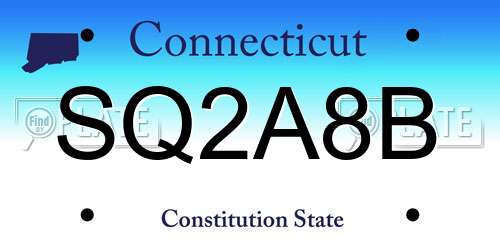 SQ2A8B Connecticut License Plate